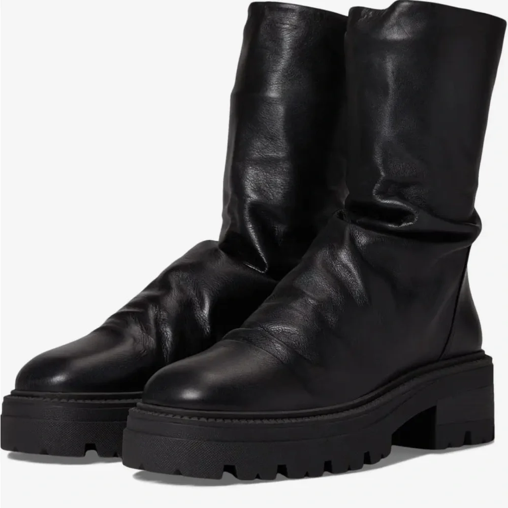 Free People Emma Ruched Boots Black SZ 38.5 NEW - Picture 1 of 3
